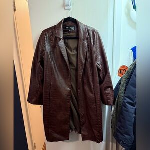 Brown Faux Leather Coat